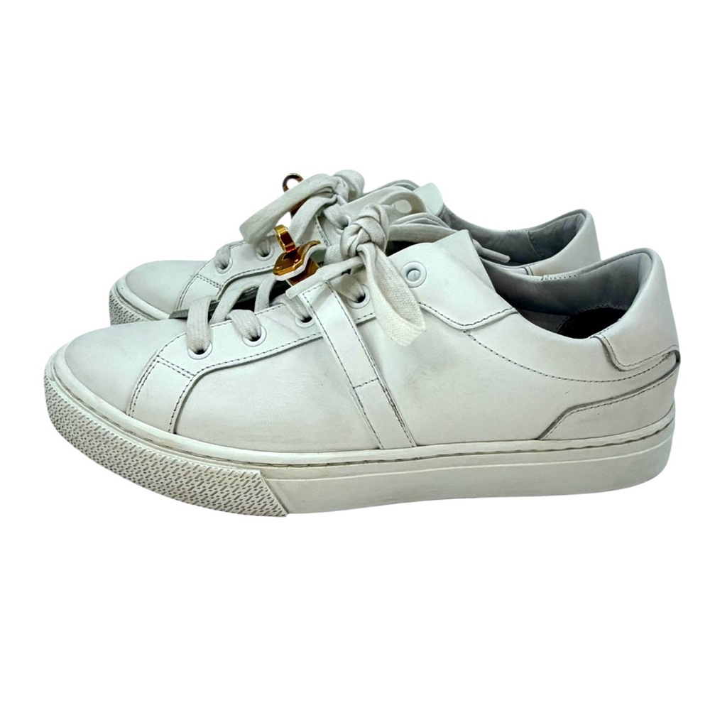 Hermes Day White Leather Sneakers with Rose Gold Accent